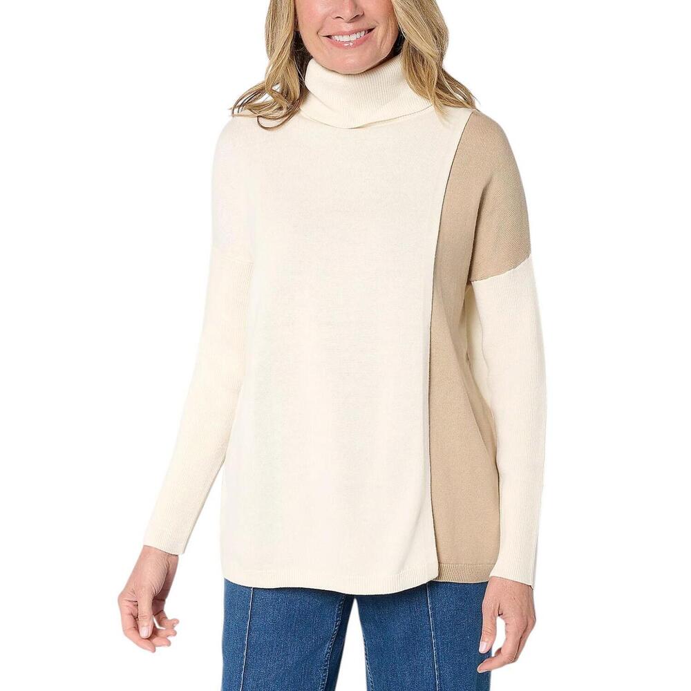 Peace Love World Women's Turtleneck Crossover Sweater Pristine - Regular